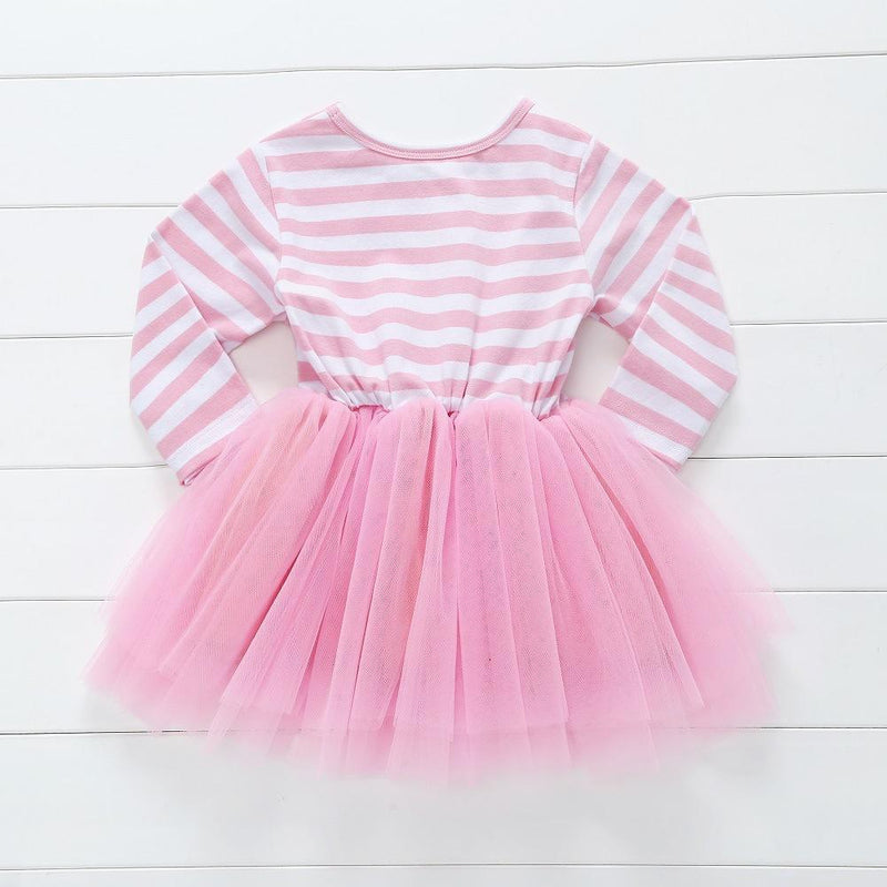 Baby Girls Bow Long Sleeve Mesh Dress - PrettyKid