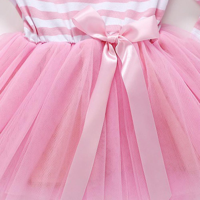 Baby Girls Bow Long Sleeve Mesh Dress - PrettyKid