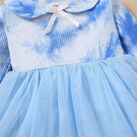 Toddler Girls Bow Long Sleeve Tie Dye Mesh Princess Wholesale Girl Dresses - PrettyKid