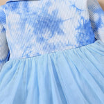 Toddler Girls Bow Long Sleeve Tie Dye Mesh Princess Wholesale Girl Dresses - PrettyKid