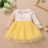 Toddler Girls Bow Long Sleeve Tie Dye Mesh Princess Wholesale Girl Dresses - PrettyKid