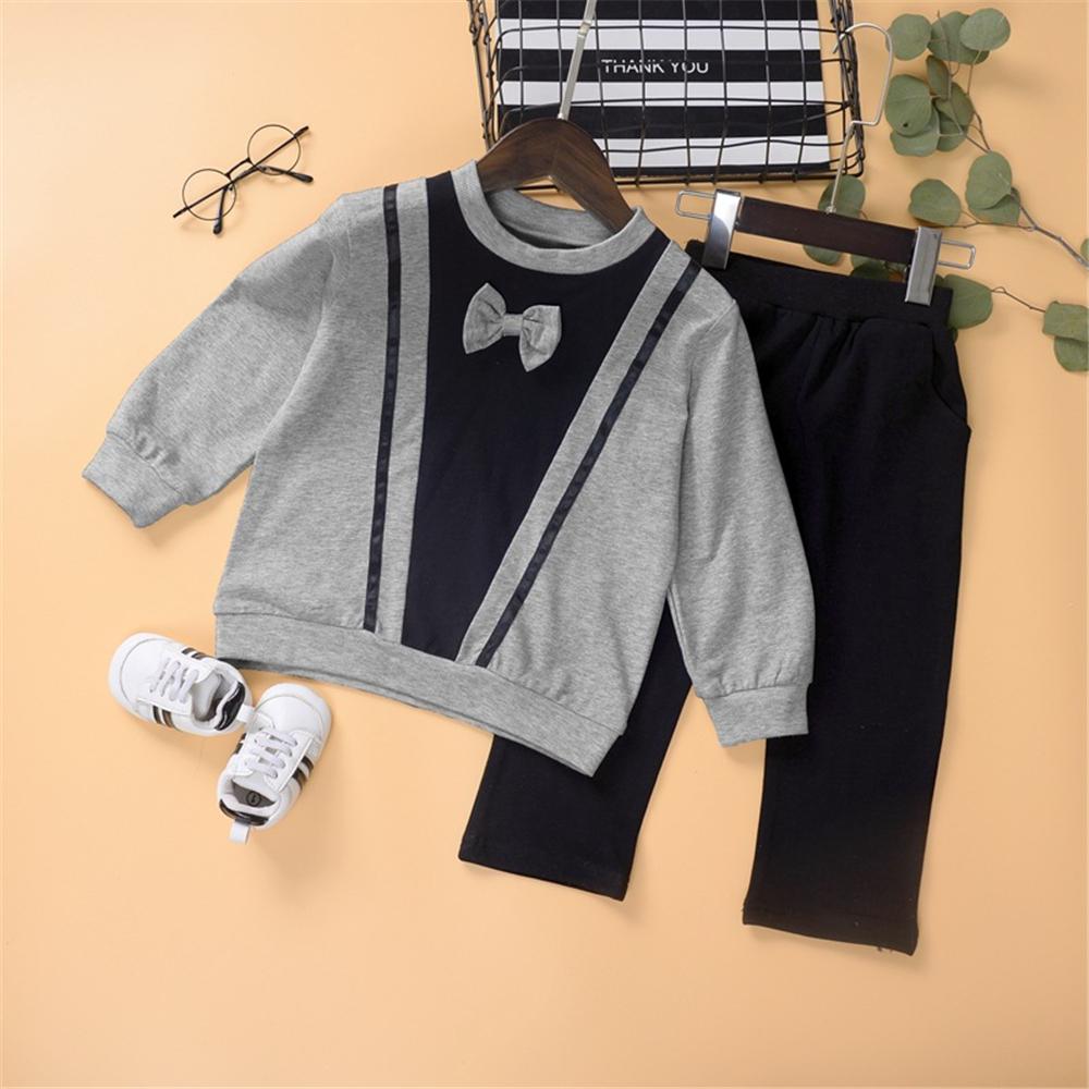 Unisex Bow Long Sleeve Top & Pants Wholesale Childrens Clothing - PrettyKid