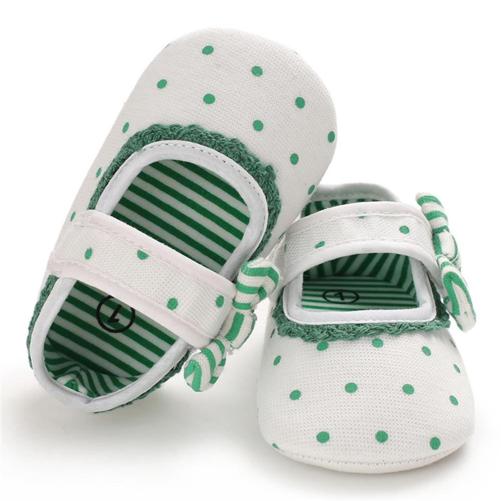 Baby Girls Bow Polka Dot Magic Tape Flat Toddler Wholesale Shoes - PrettyKid