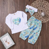 Baby Girls Bow Printed Top & Pants & Headband Toddler Girls Wholesale - PrettyKid