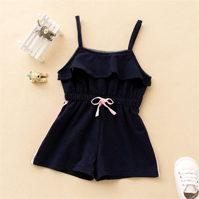Baby Girls Bow Ruffled Suspender Jumpsuit Baby clothes - PrettyKid