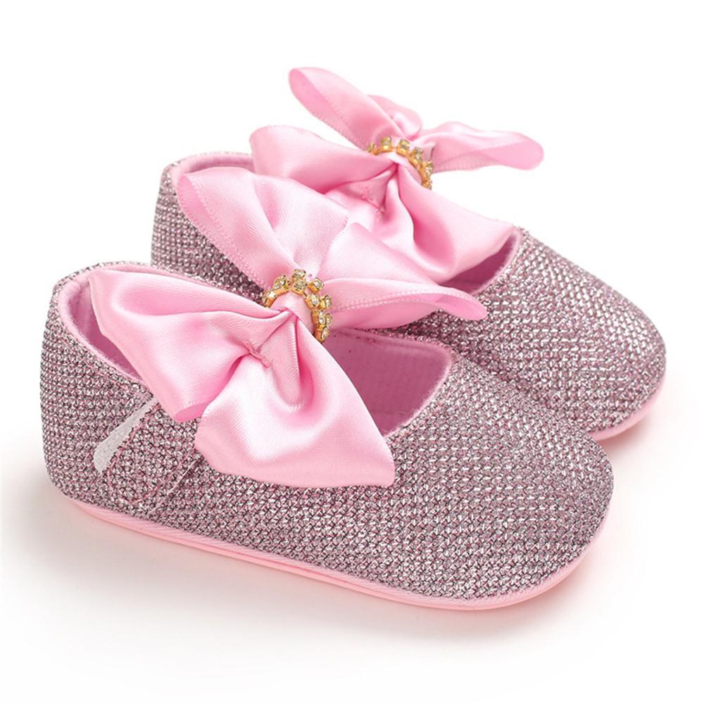 Baby Girls Bow Sequins Magic Tape Princess Shoes Children Wholesale Shoes - PrettyKid