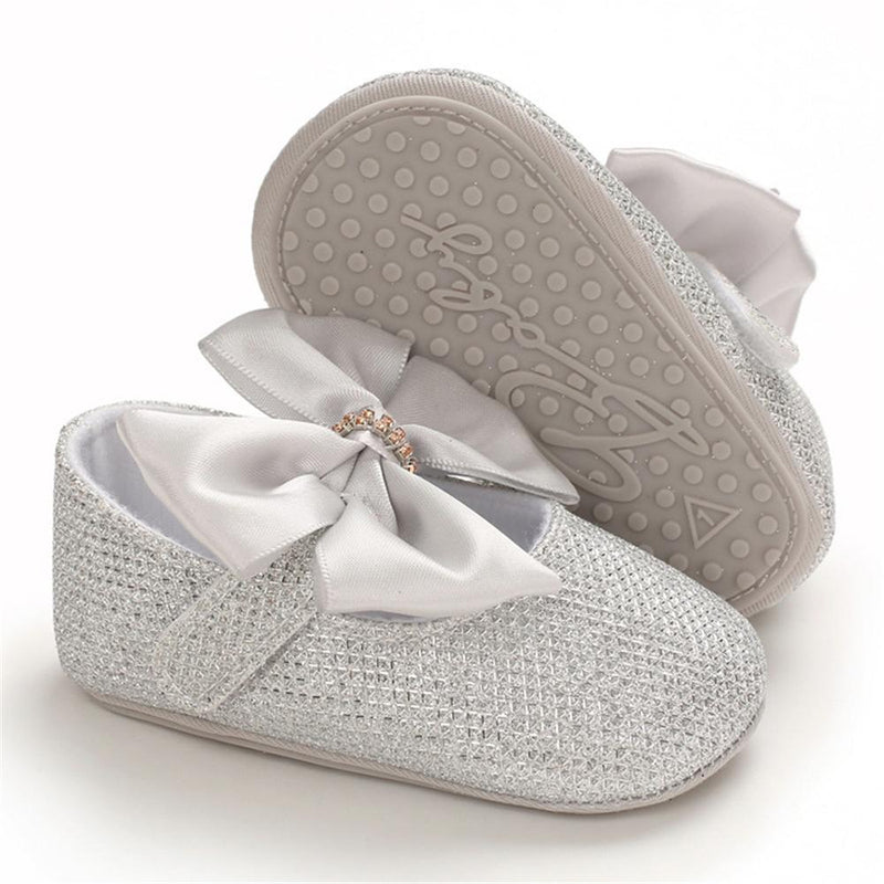 Baby Girls Bow Sequins Magic Tape Princess Shoes Children Wholesale Shoes - PrettyKid