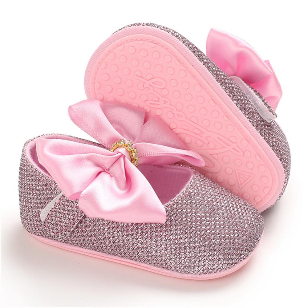 Baby Girls Bow Sequins Magic Tape Princess Shoes Children Wholesale Shoes - PrettyKid