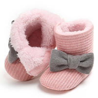 Baby Girls Bow Slip On Fur Warm Boots Wholesale - PrettyKid