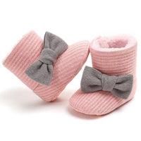 Baby Girls Bow Slip On Fur Warm Boots Wholesale - PrettyKid