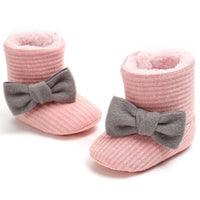 Baby Girls Bow Slip On Fur Warm Boots Wholesale - PrettyKid