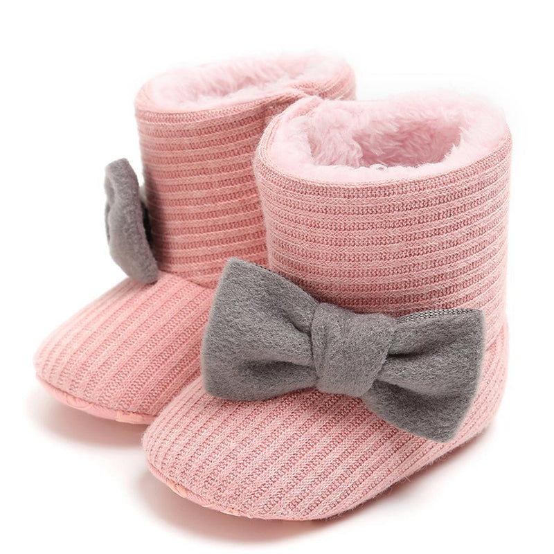 Baby Girls Bow Slip On Fur Warm Boots Wholesale - PrettyKid