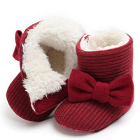 Baby Girls Bow Slip On Fur Warm Boots Wholesale - PrettyKid