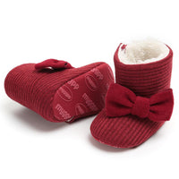 Baby Girls Bow Slip On Fur Warm Boots Wholesale - PrettyKid