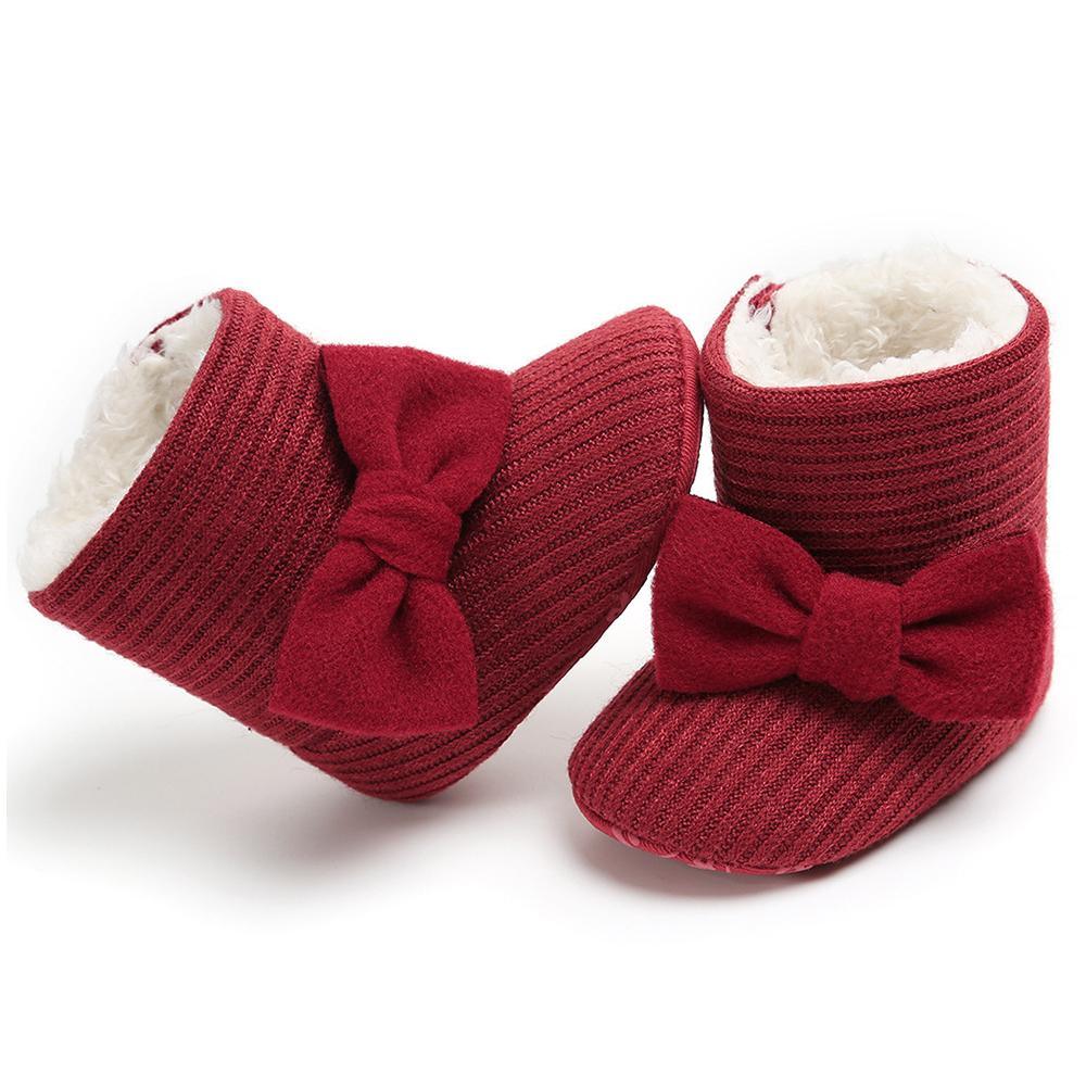 Baby Girls Bow Slip On Fur Warm Boots Wholesale - PrettyKid