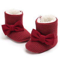 Baby Girls Bow Slip On Fur Warm Boots Wholesale - PrettyKid