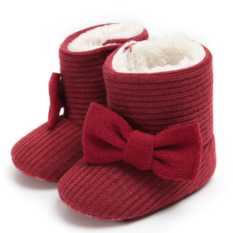 Baby Girls Bow Slip On Fur Warm Boots Wholesale - PrettyKid