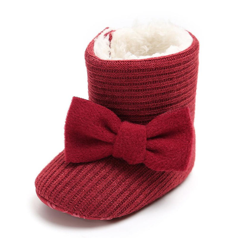 Baby Girls Bow Slip On Fur Warm Boots Wholesale - PrettyKid