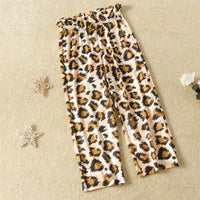 Girls Bow Solid Color Sling Top Leopard Printed Trousers Toddler Girl Boutique Clothing Wholesale - PrettyKid