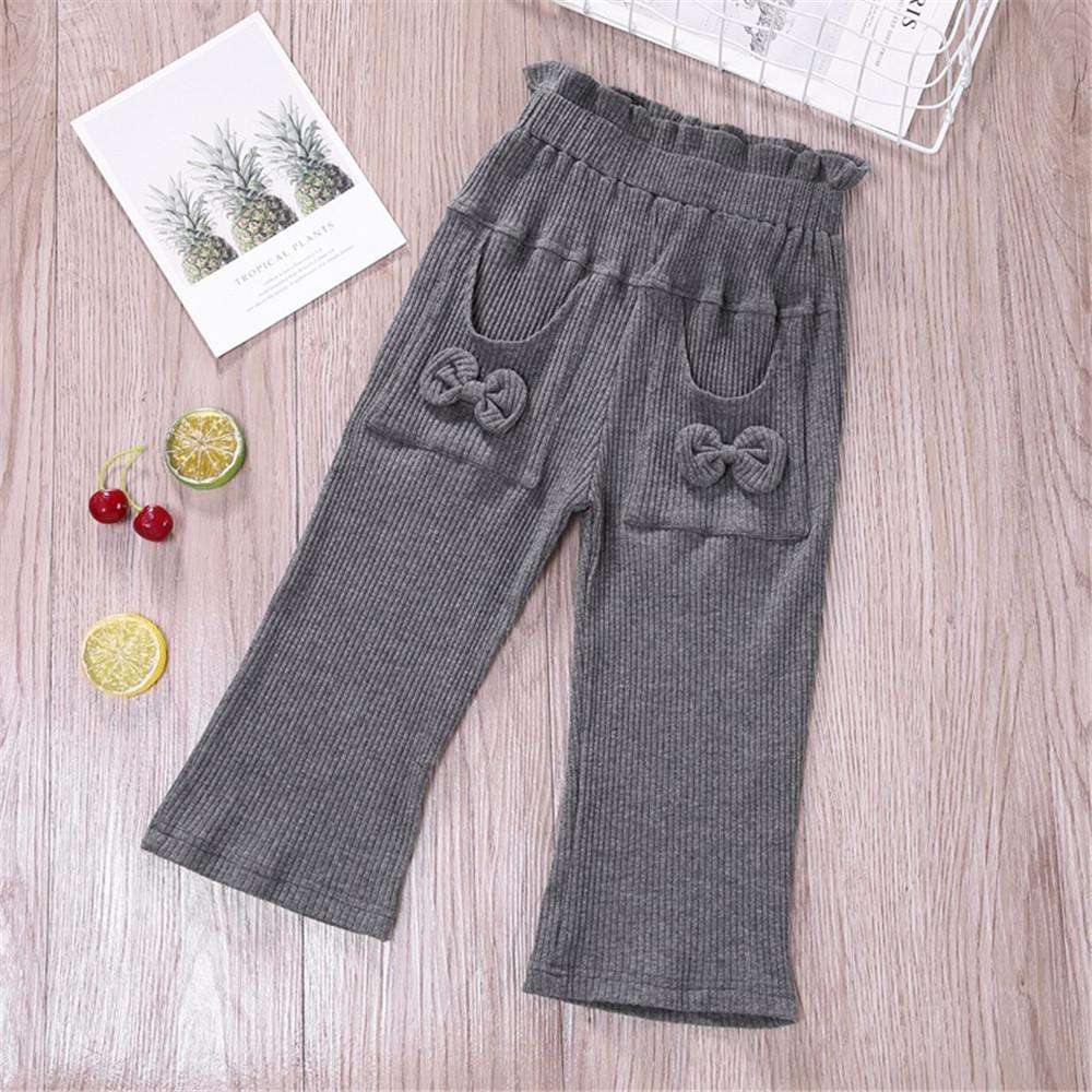 Toddler Girls Bow Solid Pocket Pants Wholesale Girls Leggings - PrettyKid