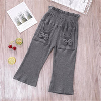 Toddler Girls Bow Solid Pocket Pants Wholesale Girls Leggings - PrettyKid