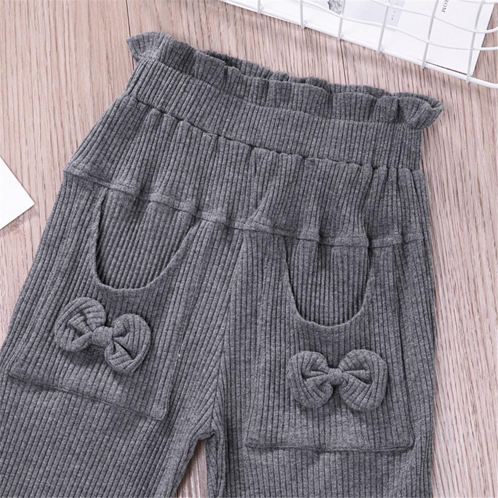 Toddler Girls Bow Solid Pocket Pants Wholesale Girls Leggings - PrettyKid