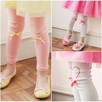 Girls Bowknot Decor Heart Printed Pants - PrettyKid