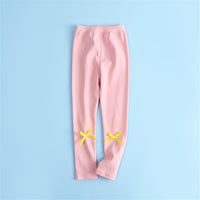 Girls Bowknot Decor Heart Printed Pants - PrettyKid