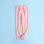 Girls Bowknot Decor Heart Printed Pants - PrettyKid