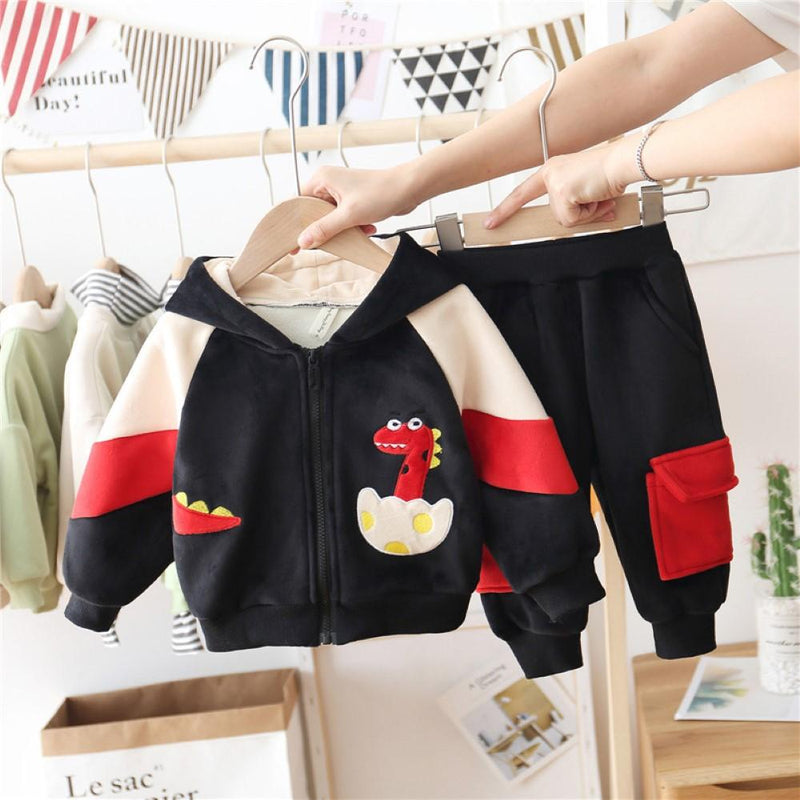Boys 3 Suits Born Dinosaur Hooded Long Sleeves Top & Pants Wholesale Boys Clothes - PrettyKid