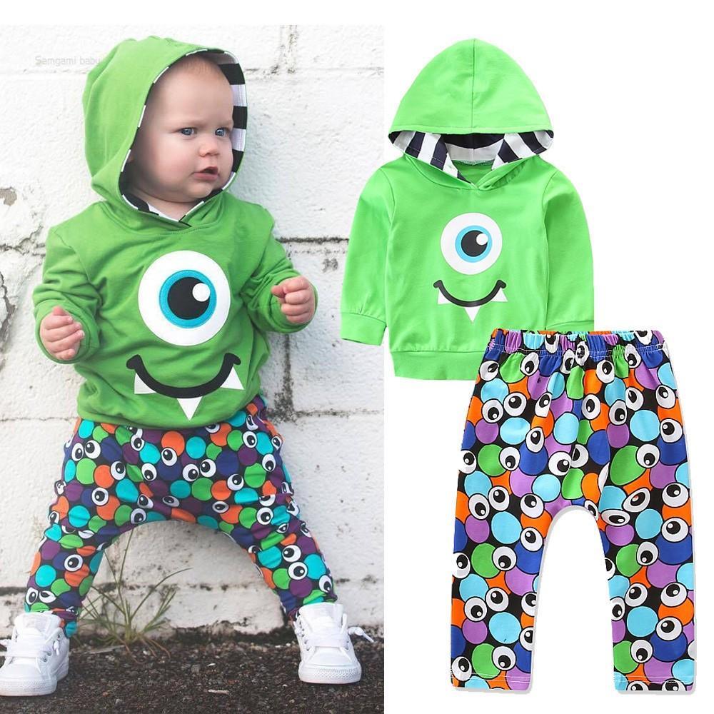 Boys Big Eyed Monster Printed Suits Boy Clothing Wholesale - PrettyKid