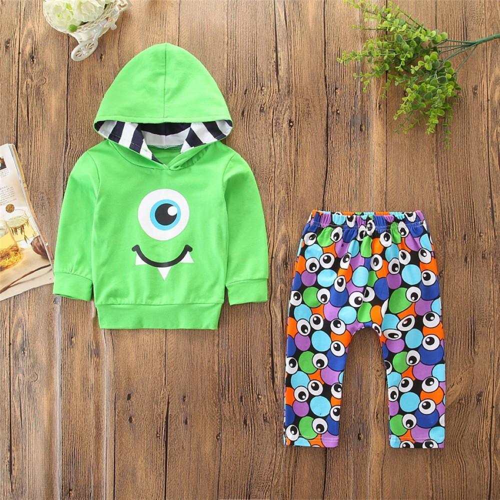 Boys Big Eyed Monster Printed Suits Boy Clothing Wholesale - PrettyKid