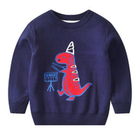 Boys Birthday Dinosaur Pattern Long Sleeves Knitting Sweater Little Boy Boutique Wholesale - PrettyKid