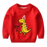 Boys Birthday Dinosaur Pattern Long Sleeves Knitting Sweater Little Boy Boutique Wholesale - PrettyKid