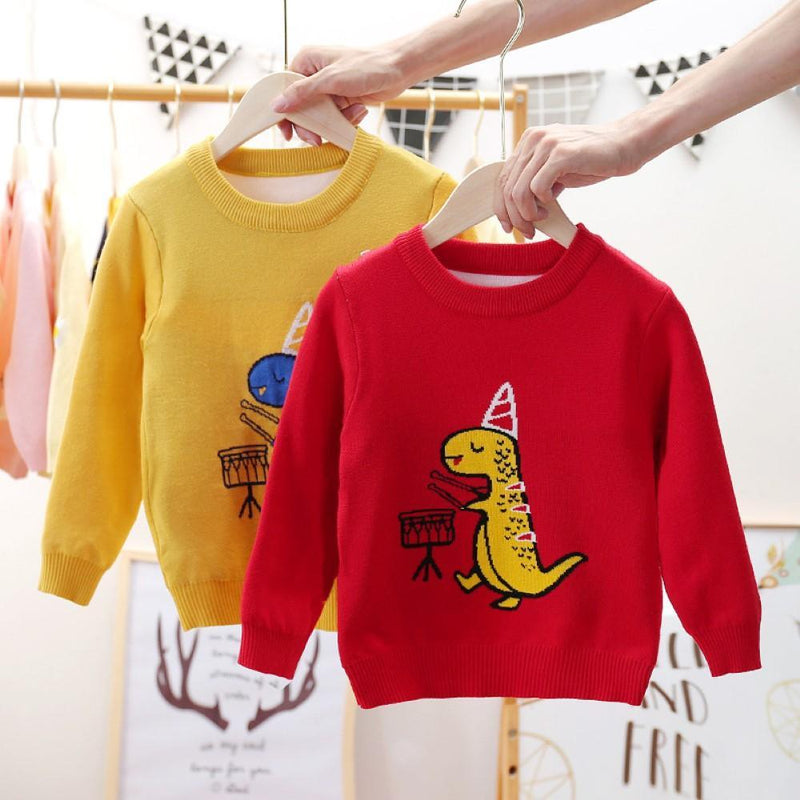 Boys Birthday Dinosaur Pattern Long Sleeves Knitting Sweater Little Boy Boutique Wholesale - PrettyKid