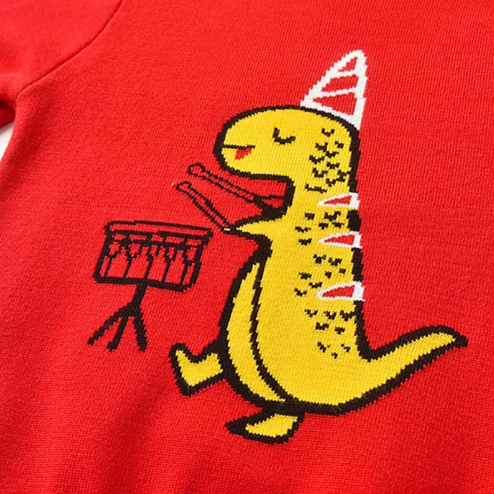Boys Birthday Dinosaur Pattern Long Sleeves Knitting Sweater Little Boy Boutique Wholesale - PrettyKid