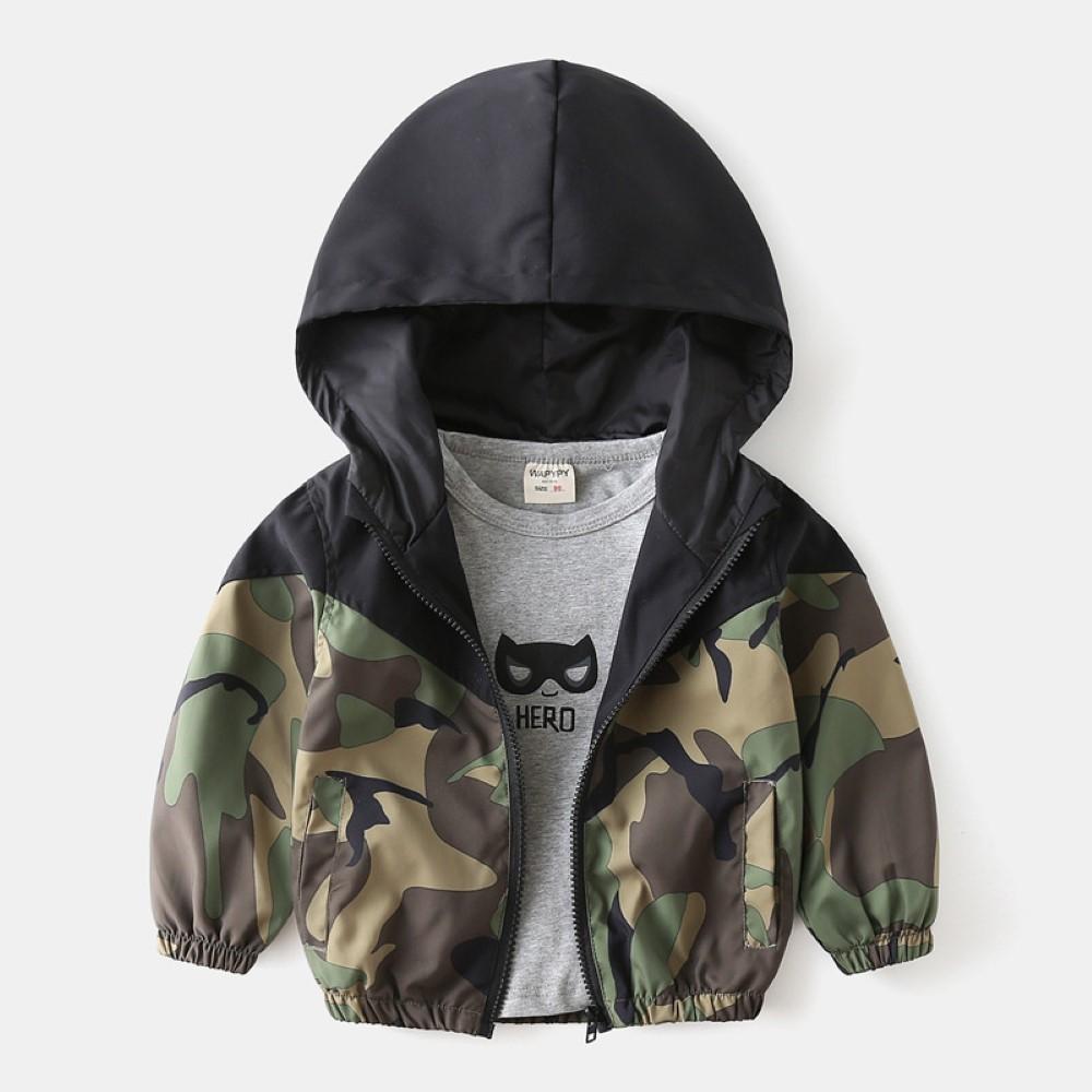 Boys Camouflage Hooded Long Sleeves Jackets Wholesale Toddler Boy Clothing - PrettyKid
