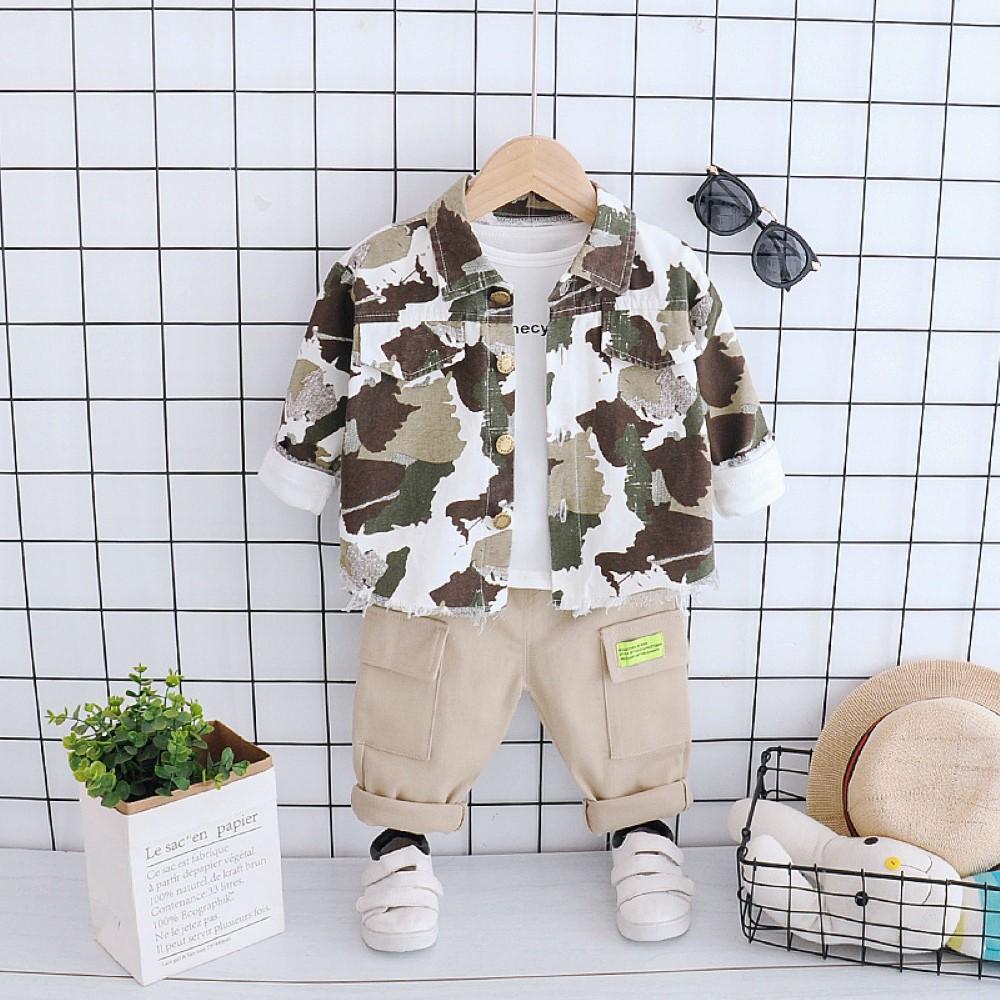 Boys Camouflage Long Sleeves Tooling Suits Wholesale Toddler Boy Clothes - PrettyKid