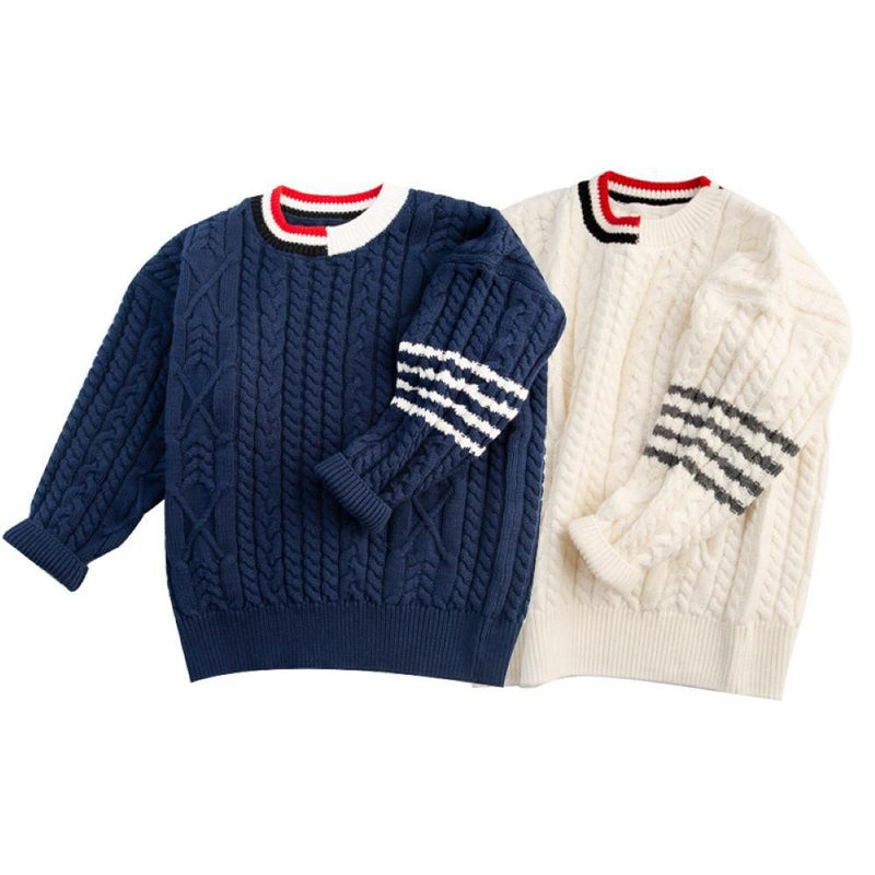 Boys Campus Style Stripe Sweater Wholesale Boys Boutique Clothing - PrettyKid
