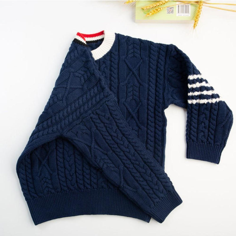 Boys Campus Style Stripe Sweater Wholesale Boys Boutique Clothing - PrettyKid
