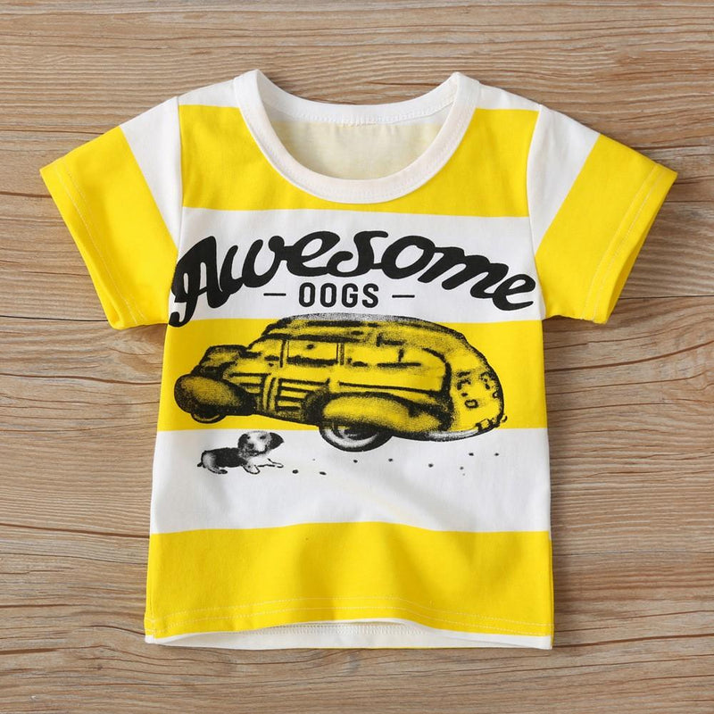 Boys Car Stripe Pattern Top & Jean Wholesale Toddler Boy Clothes - PrettyKid
