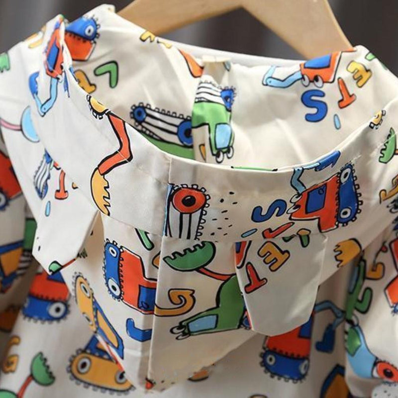 Boys Cartoon Car Hooded Zipper Jacket Baby Boy Wholesale Clothing - PrettyKid