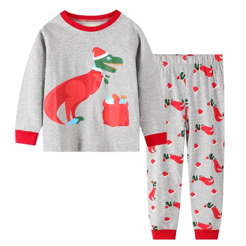 Boys Cartoon Dinosaur Gift Box Pattern Christma Tracksuit Set Boys Boutique Clothing Wholesale - PrettyKid