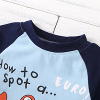 Boys Cartoon Letter Printed Long-Sleeve Top Little Boys Wholesale Clothing - PrettyKid