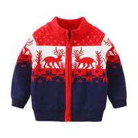 Boys Christma Elk Pattern Long Sleeves Sweater Jacket Boy Clothes Wholesale - PrettyKid