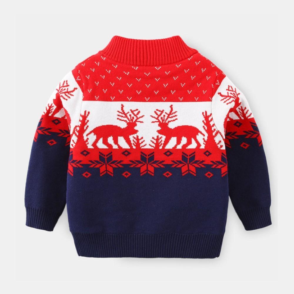 Boys Christma Elk Pattern Long Sleeves Sweater Jacket Boy Clothes Wholesale - PrettyKid