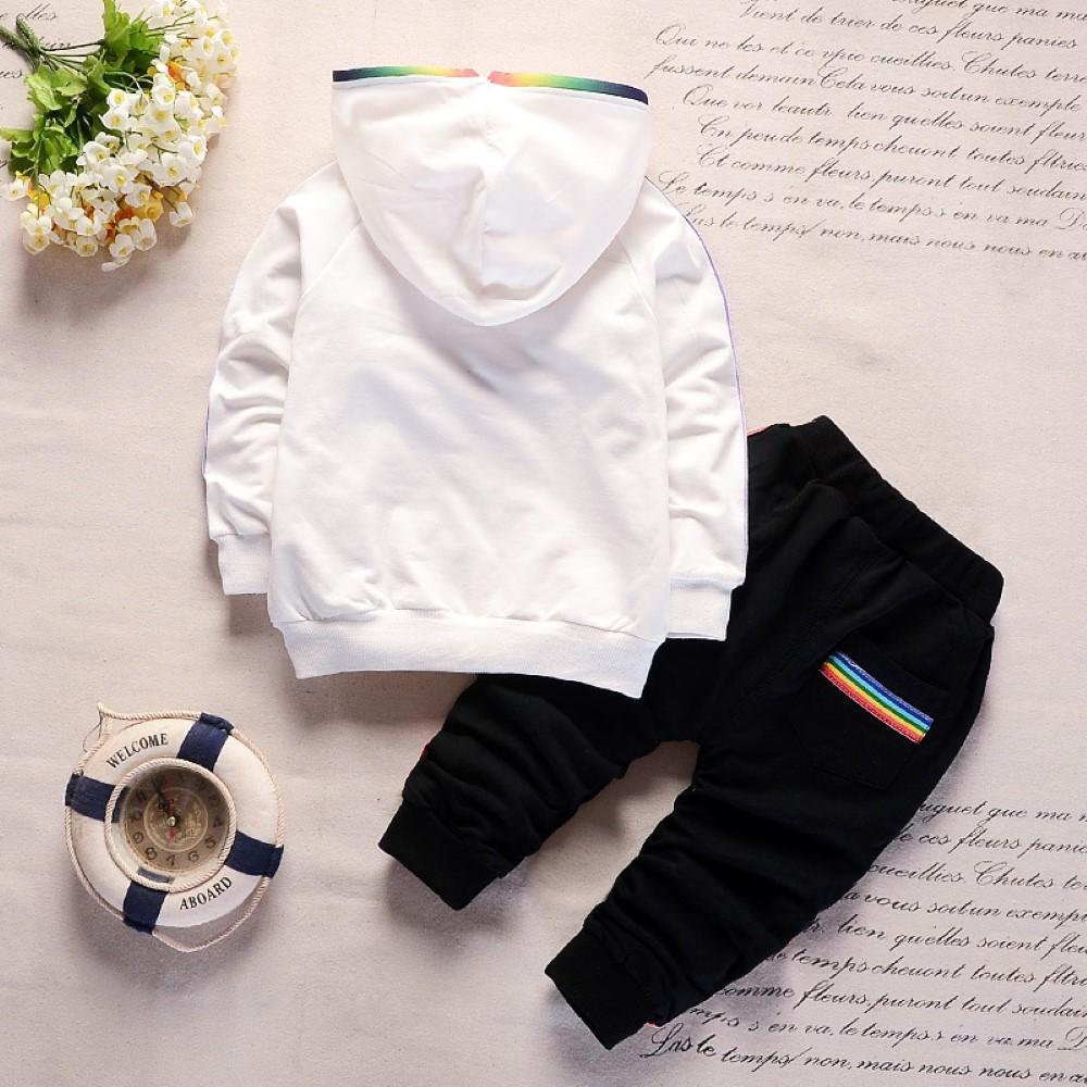 Boys Color Stripes Zipper Long Sleeves Top & Pants Wholesale Boys Suits - PrettyKid