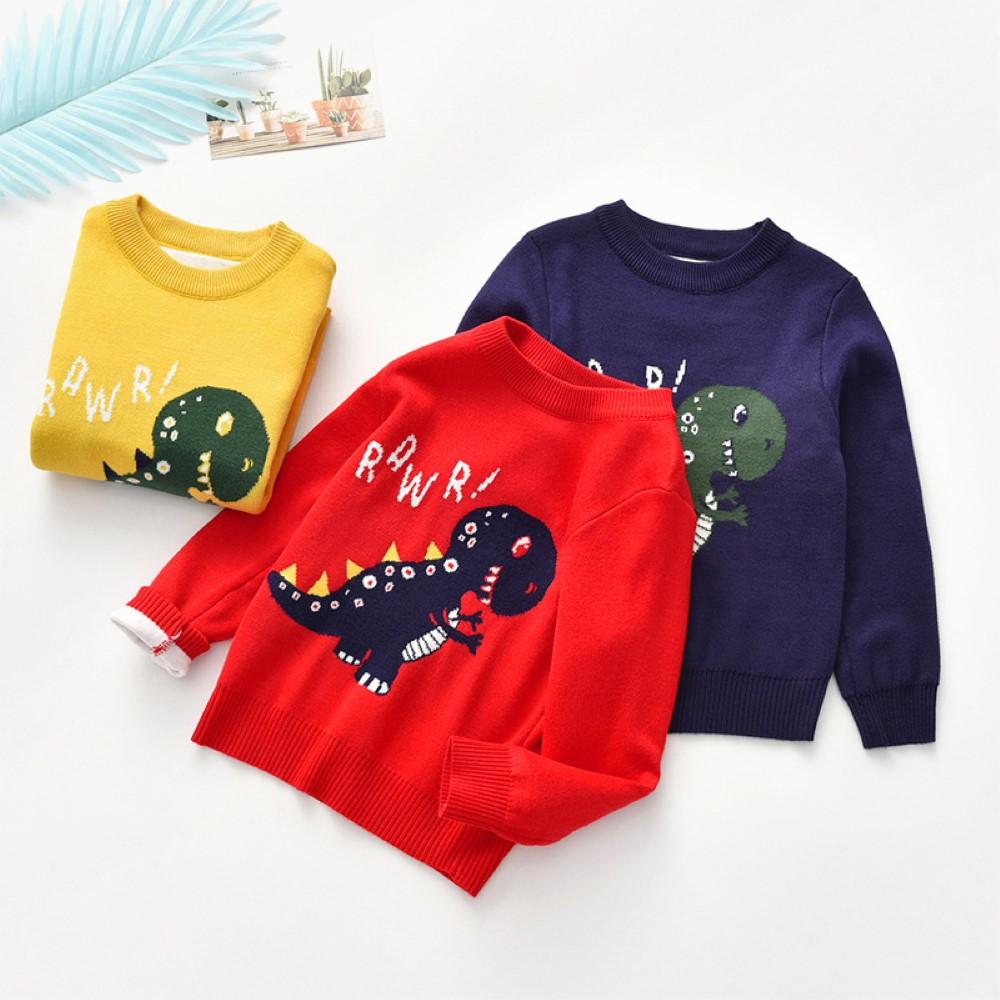 Boys Dinosaur Pattern Knitting Sweater Wholesale Clothing For Boys - PrettyKid
