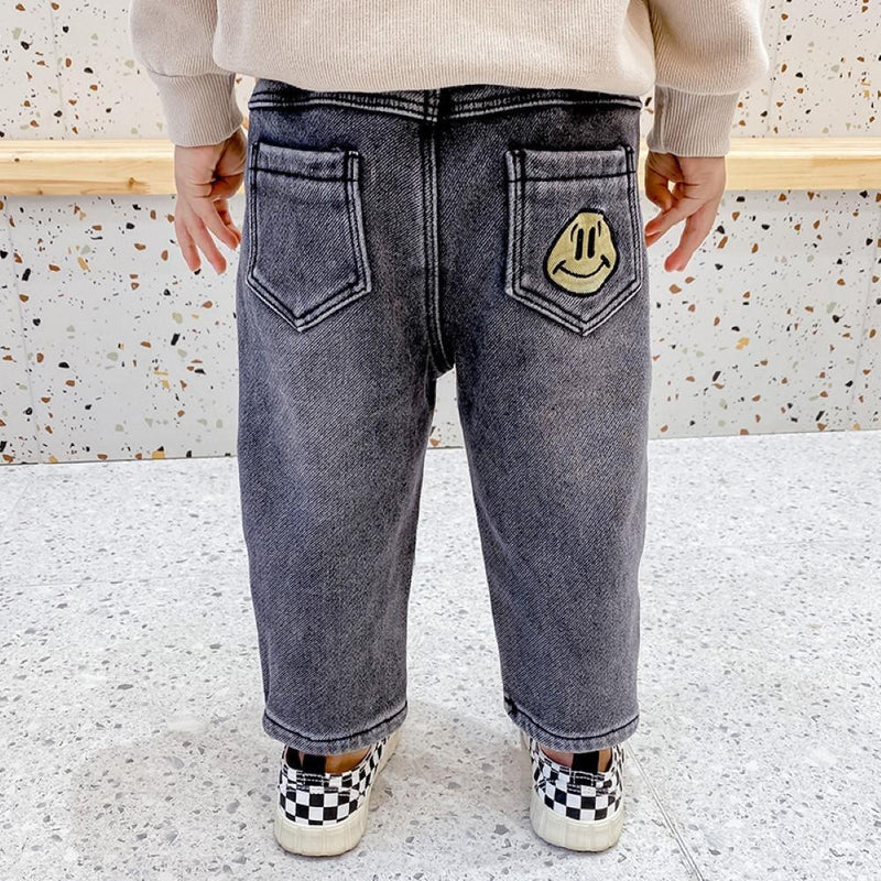 Boys Elastic Band Smile Printed Pants Wholesale Boys Jeans - PrettyKid