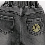Boys Elastic Band Smile Printed Pants Wholesale Boys Jeans - PrettyKid